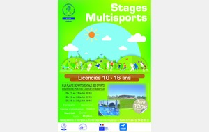 STAGES MULTISPORTS DU 11 AU 29 JUILLET 2016